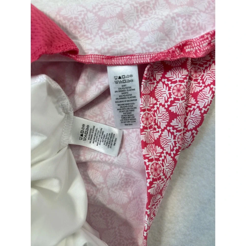Sigrid Olsen Womens Golf Tennis Set White Sleeveless Polo Pink Printed Skort NWT